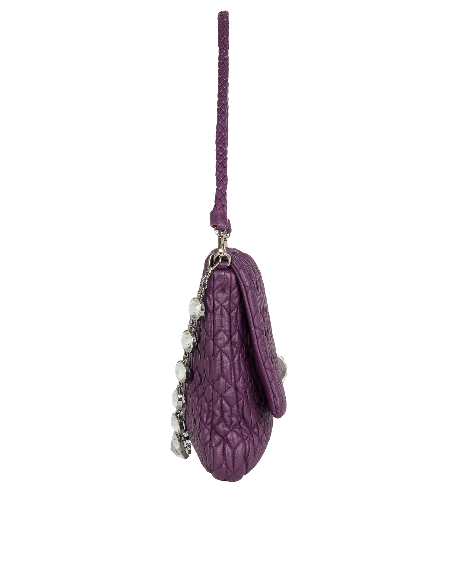 Crystal Matelasse Clutch, &pound;505, Handbags, Purple, Leather, Side view